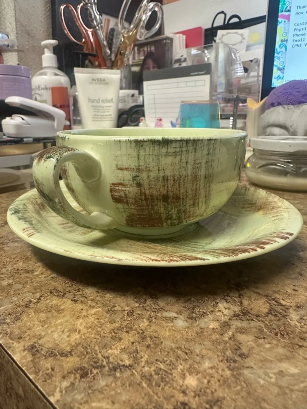 Vernon Ware Raffia Flat Cup & Saucer - Poppytrail